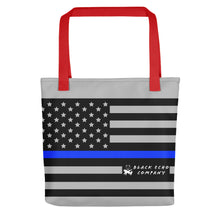 Load image into Gallery viewer, Thin Blue Line Flag Tote Bag - Gray