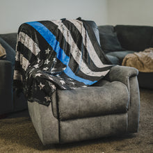 Load image into Gallery viewer, BEC Thin Blue Line Flag Throw Blanket