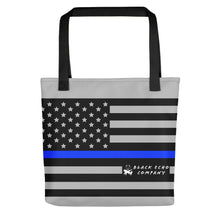 Load image into Gallery viewer, Thin Blue Line Flag Tote Bag - Gray