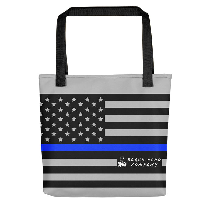 Thin Blue Line Flag Tote Bag - Gray