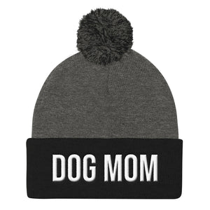 DOG MOM Pom Pom Beanie Hat